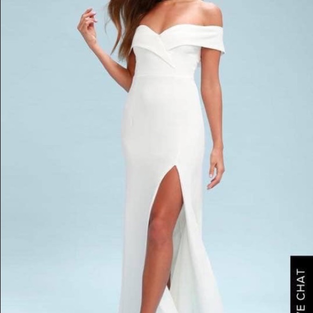 white lulus off the shoulder dress